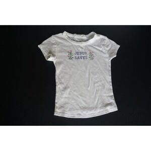 Altar'd State Kids White Jesus Saves Graphic Tee Shirt XXS Floral‎ Cotton USA